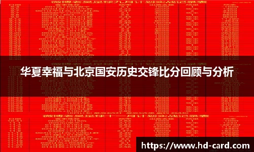 球速体育华夏幸福与北京国安历史交锋比分回顾与分析